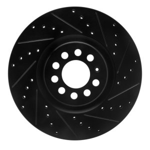 Audi TT Brake Rotor (1) - Front Right - R1 Concepts - Drilled & Slotted - Black - `00-`06